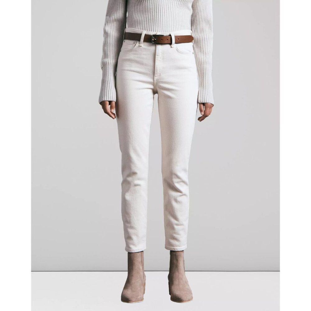 Rag & Bone NWT Nina High-Rise Straight Cigarette Ankle Jeans in Ecru size 34